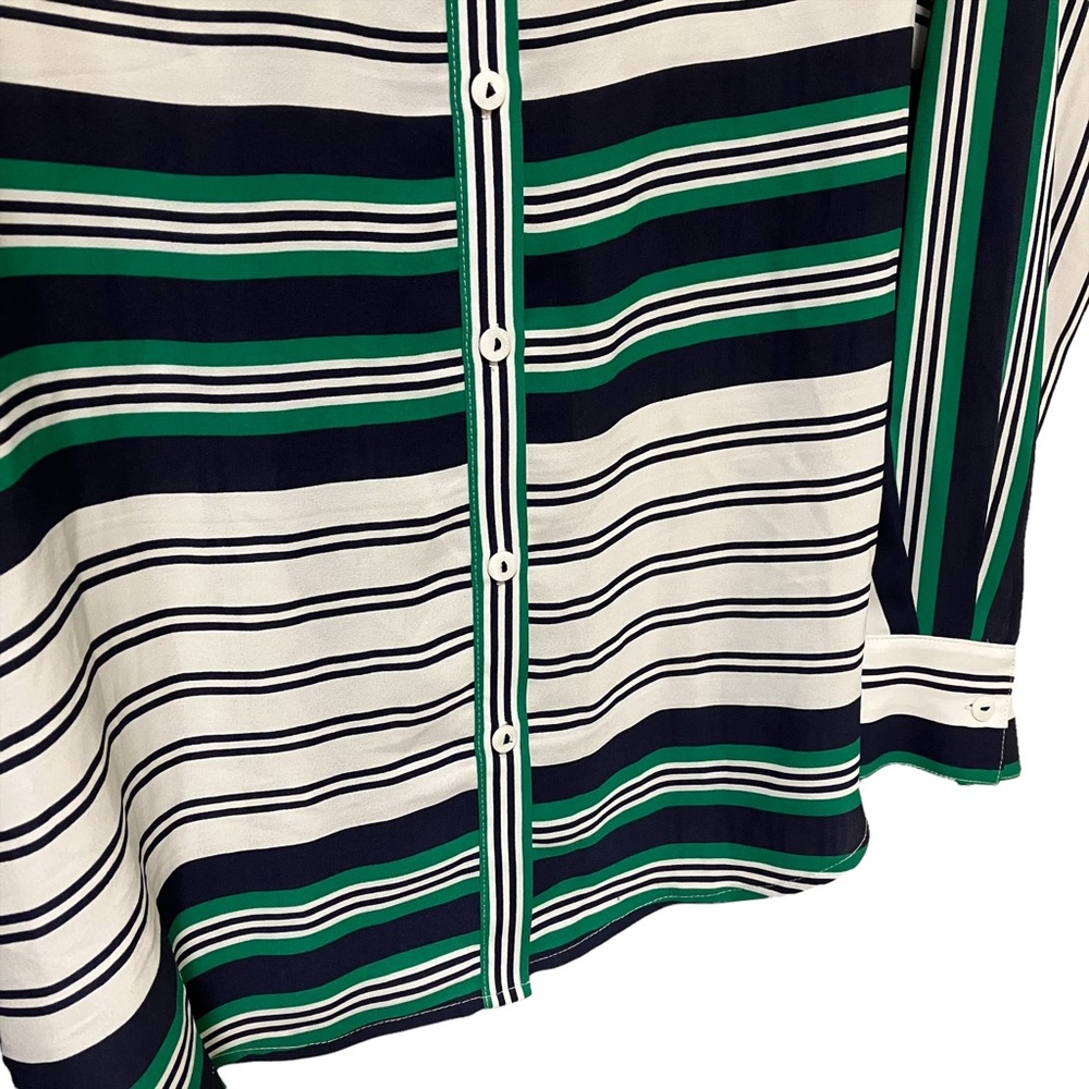 Foxcroft Horizontal Stripes Button Down Blouse - image 2